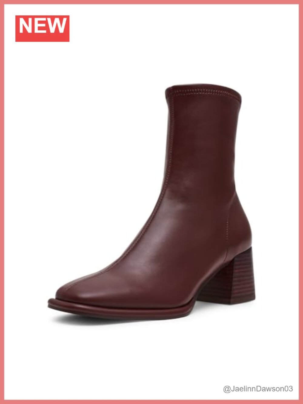 Vegan Leather Ankle Bootie with Block Heel and Zip Closure